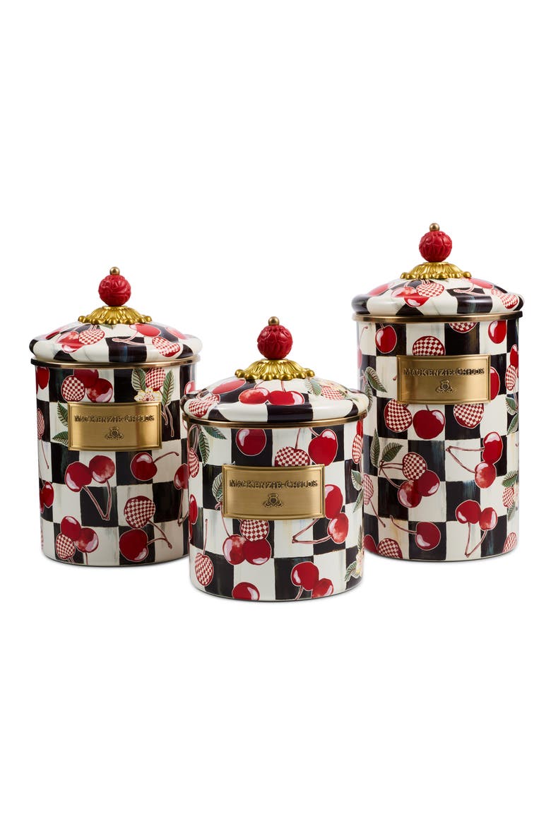 Mon Cheri Set of 3 Canisters, Main, color, RED