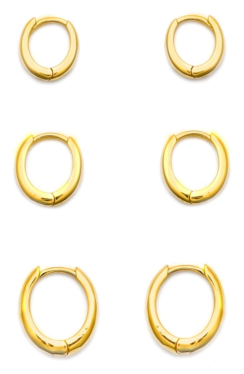 Panacea Set of 3 Mini Huggie Hoop Earrings, Main, color, Gold