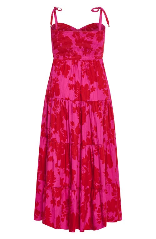 City Chic Tayla Print Smocked Tiered Maxi Dress In Multi