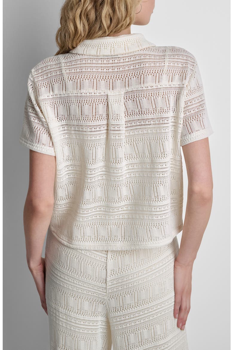 Open Stitch Button-Up Shirt, Alternate, color, COCONUT