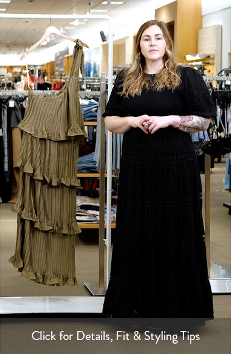 Mia One-Shoulder Tiered Plissé Midi Dress, sales video thumbnail