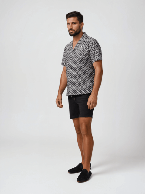 Linen Retro Geo Print SS Resort Shirt