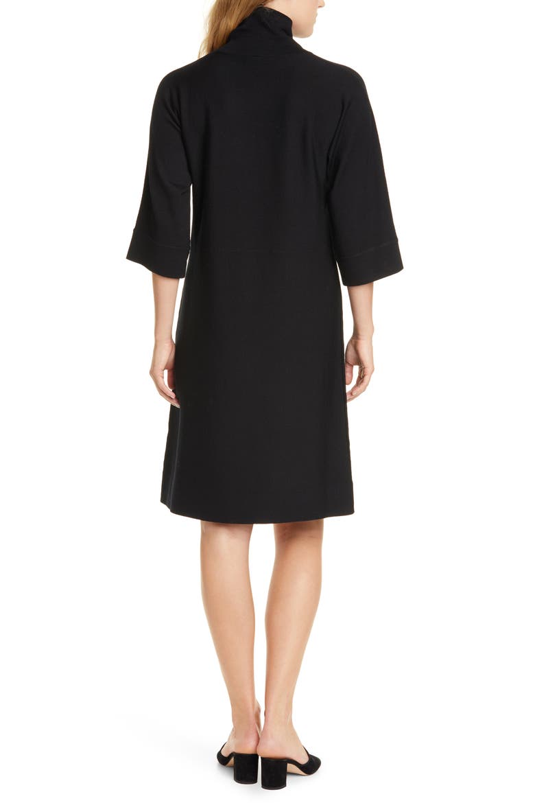 Merino Wool Shift Dress, Alternate, color, BLACK