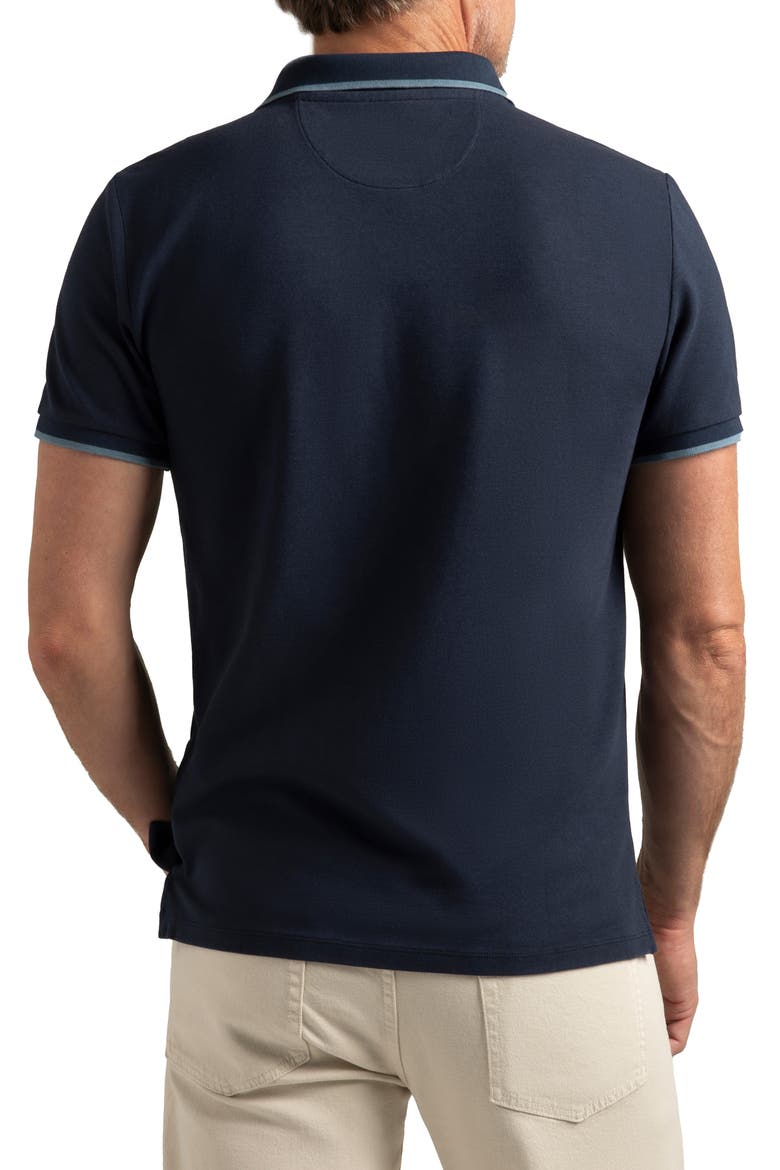 Oak Hill Slim Fit Tipped Cotton Blend Piqué Golf Polo, Alternate, color, MIDNIGHT NAVY