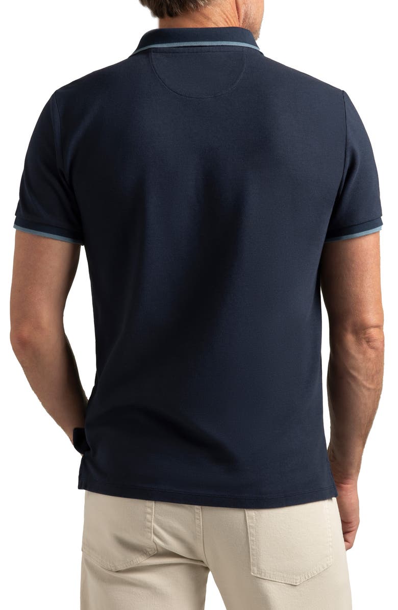 Hypernatural Oak Hill Slim Fit Tipped Cotton Blend Piqué Golf Polo, Alternate, color, Midnight Navy