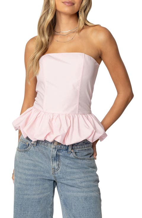 Everlee Strapless Bubble Hem Corset Top