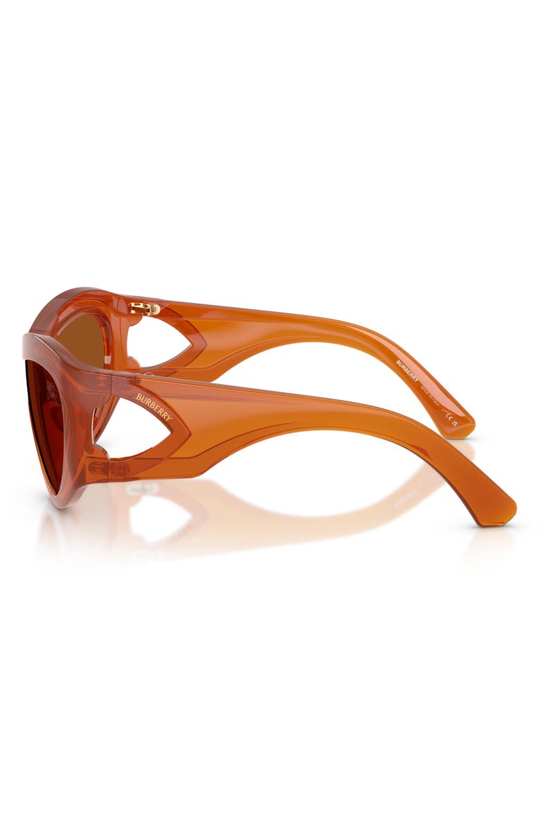 Burberry 138mm Irregular Shield Sunglasses, Alternate, color, Rust/ Dark Brown