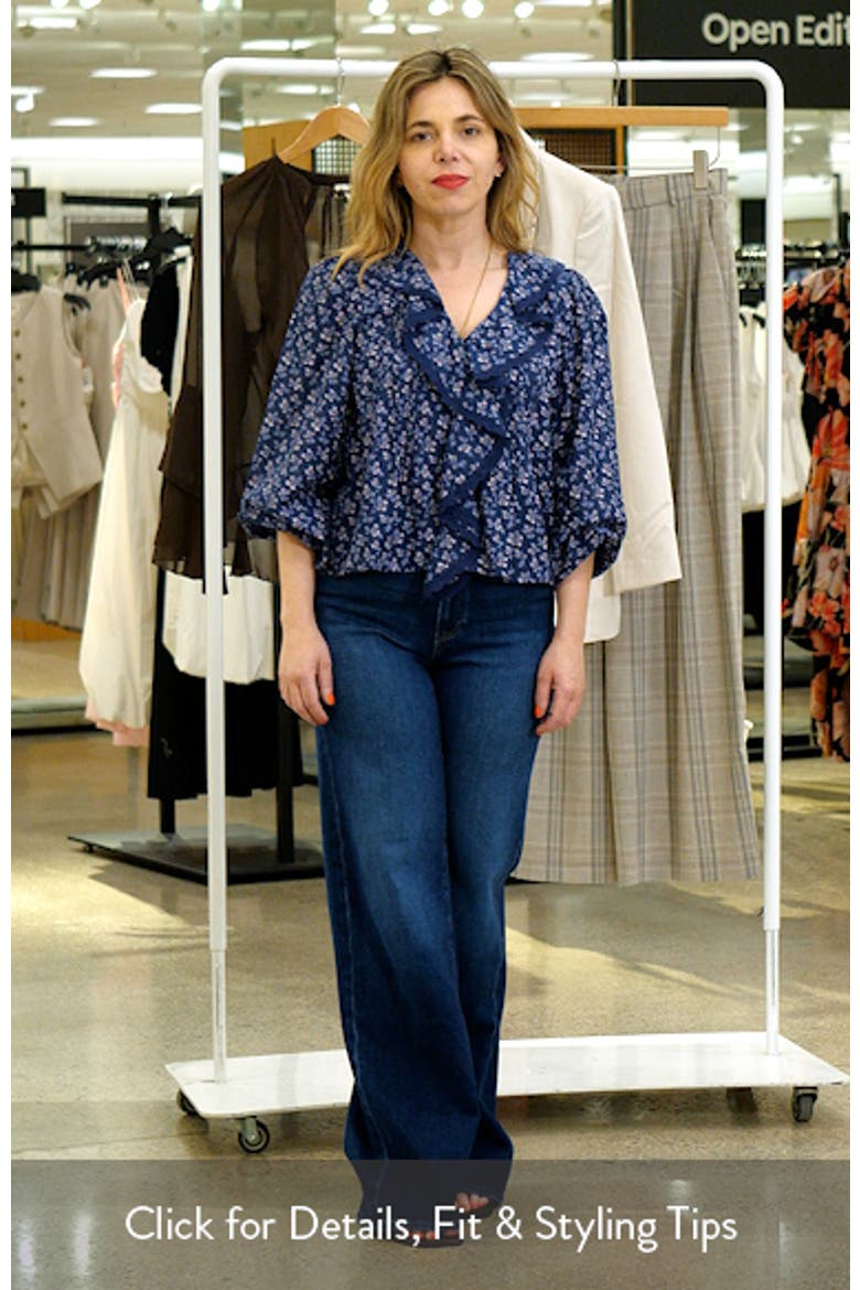 Lace Insert Ruffle Pintuck Long Sleeve Top video