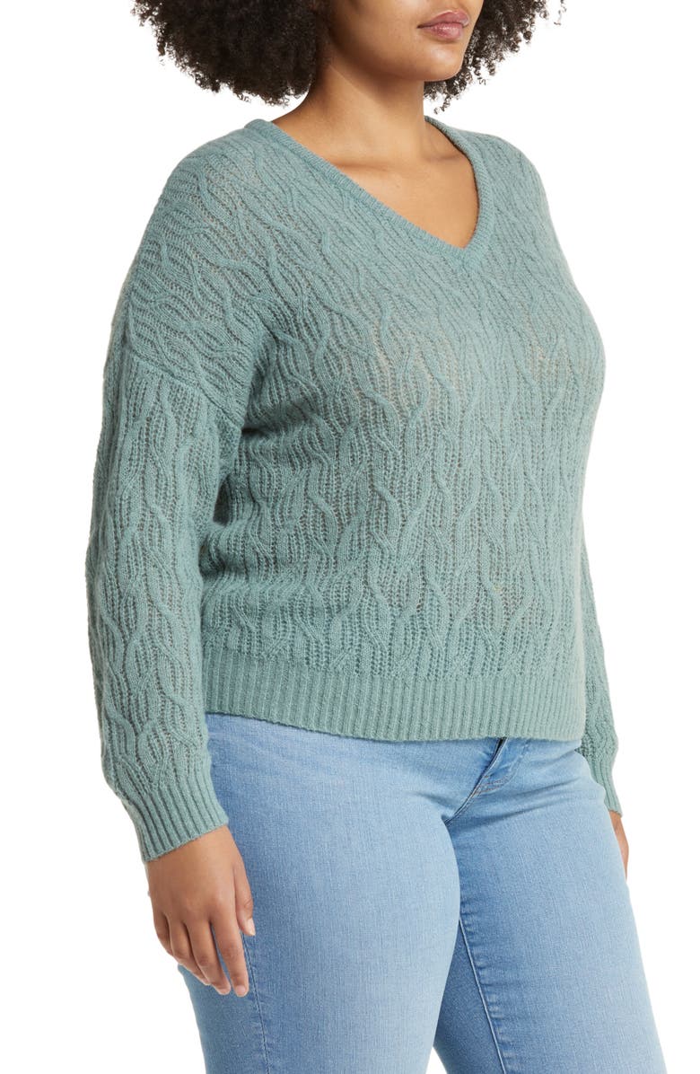 Madewell Open Stitch Cable Knit Sweater, Alternate, color,