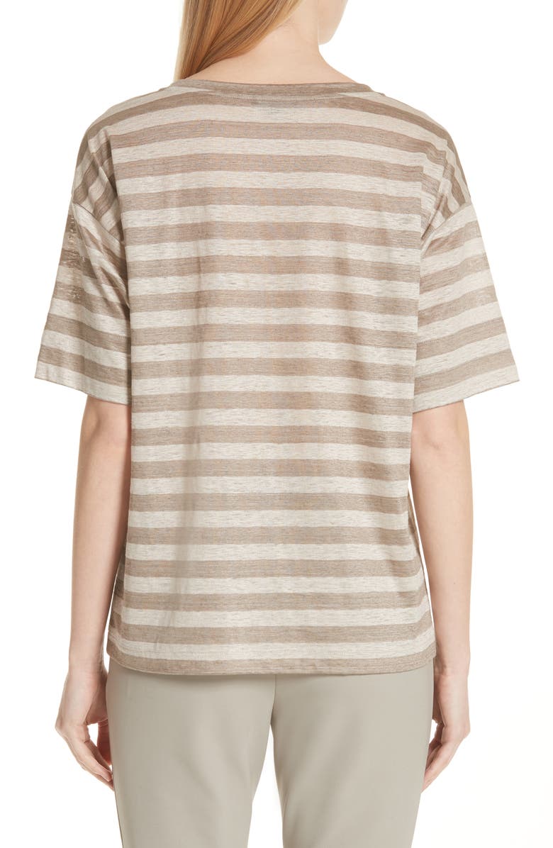 Lafayette 148 New York Easy Stripe Linen Tee, Alternate, color, 