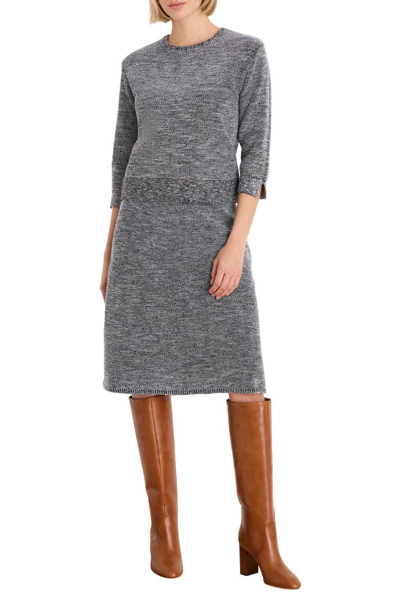 Tweed Stitch Crewneck Sweater, Alternate, color, BLUE MIX