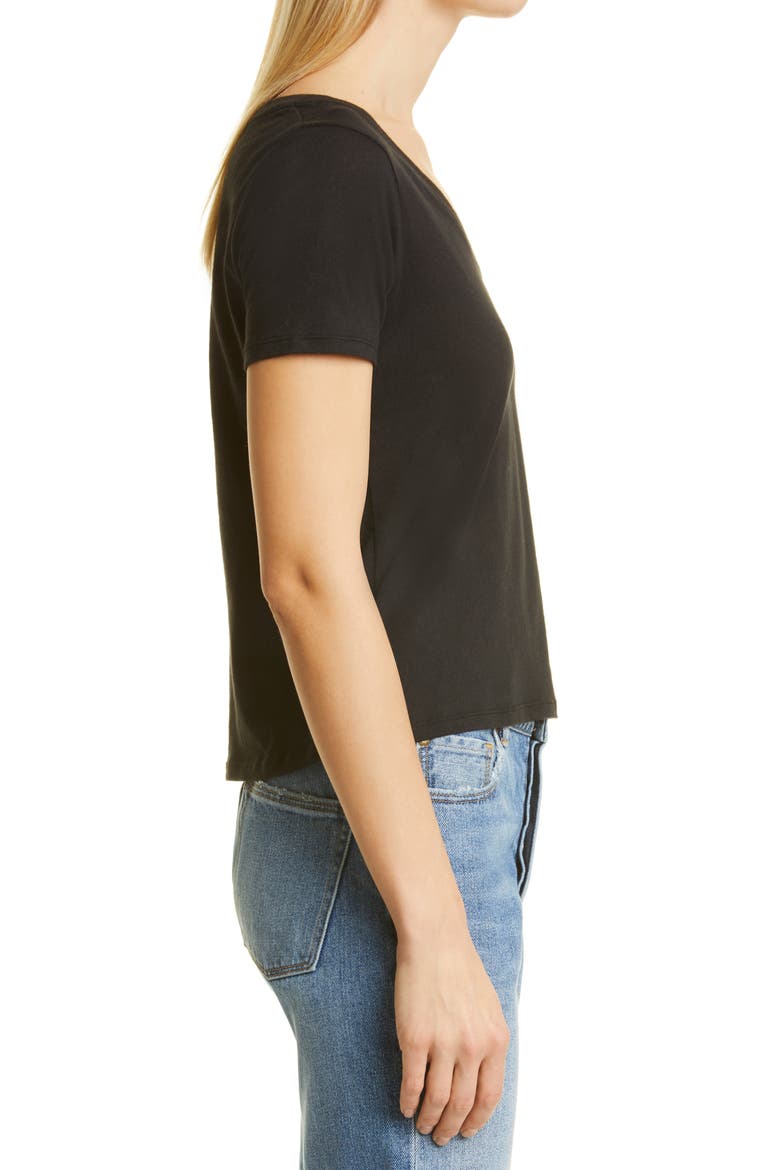 V-Neck Cotton Jersey T-Shirt, Alternate, color, BLACK