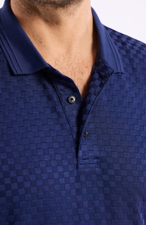 Robert Graham Aaron Checkered Knit Polo In Navy