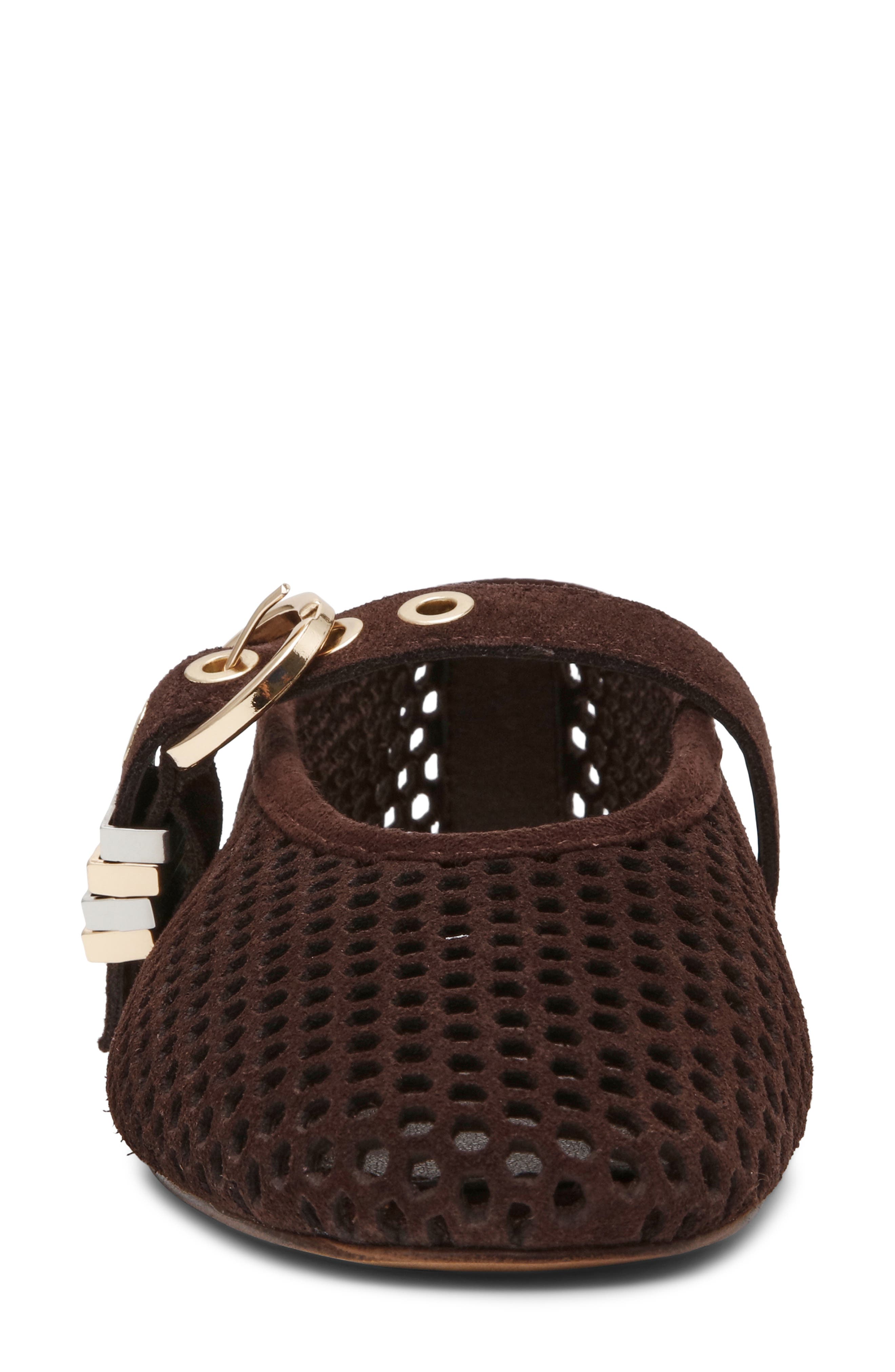 Lela Perforated Mary Jane Flat, Alternate, color, BROWN SUEDE