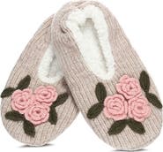 MeMoi Coming Up Roses Faux Shearling Lined Slipper Socks