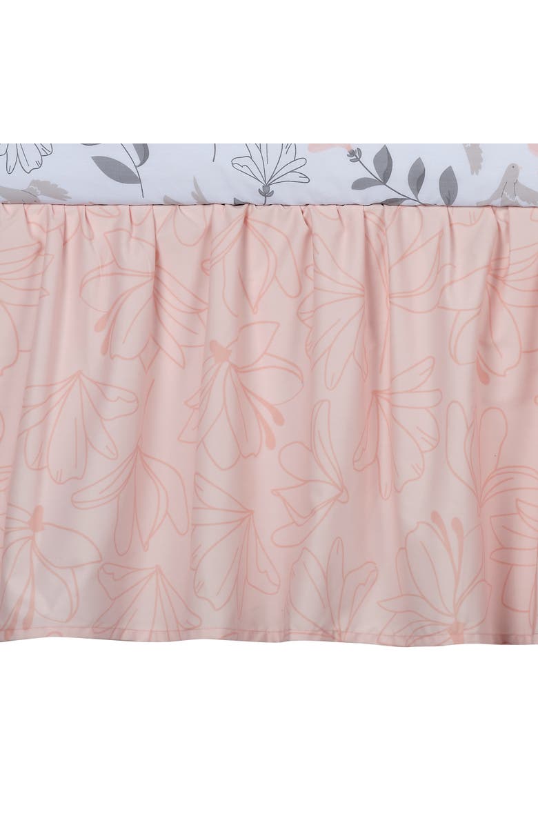 Lambs & Ivy Petals Sateen Cotton Floral 3-Piece Baby Crib Bedding Set, Alternate, color, Gray