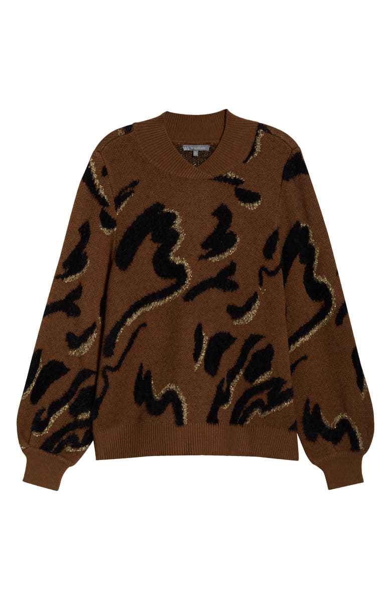 Wit & Wisdom Overlap Mock Neck Sweater, Alternate, color, Golden Brown/ Black
