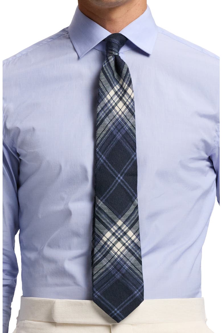 Tonal Plaid Cashmere & Silk Tie, Alternate, color, NAVY