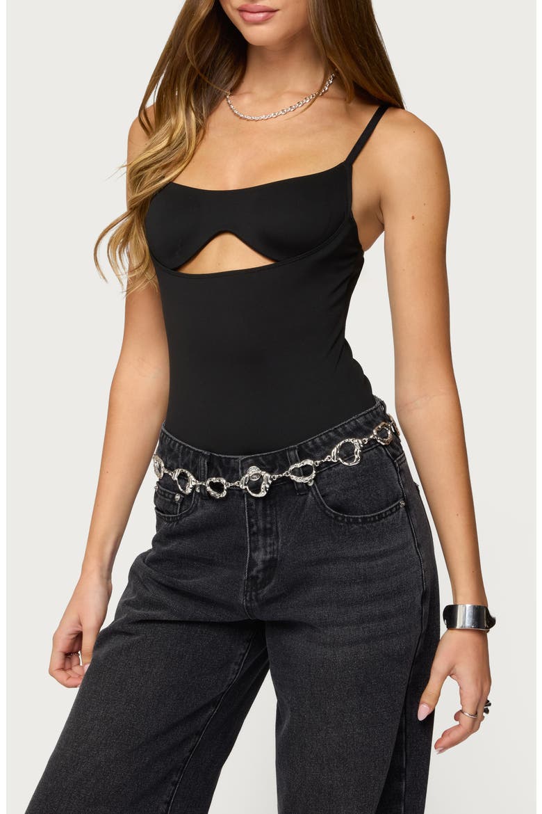 Shulah Cutout Bodysuit, Alternate, color, BLACK