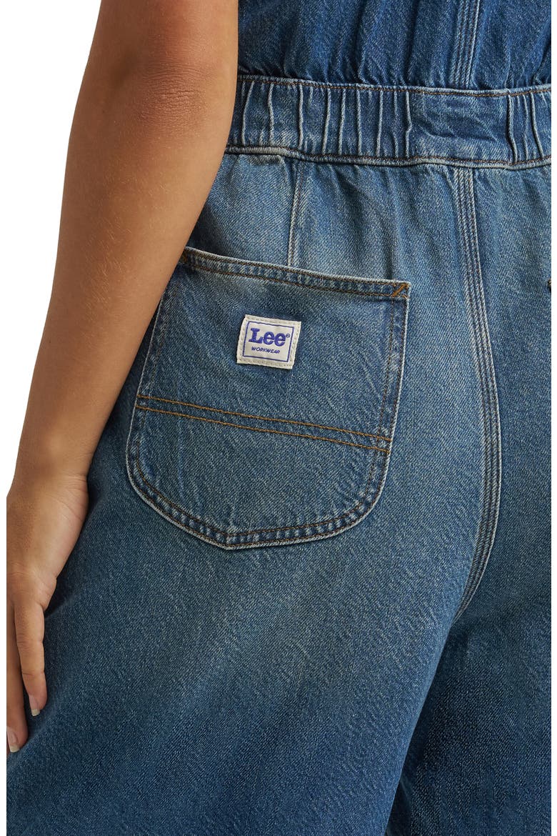 Denim Barrel Leg Union-All Jumpsuit, Alternate, color, HEAVY RAINFALL