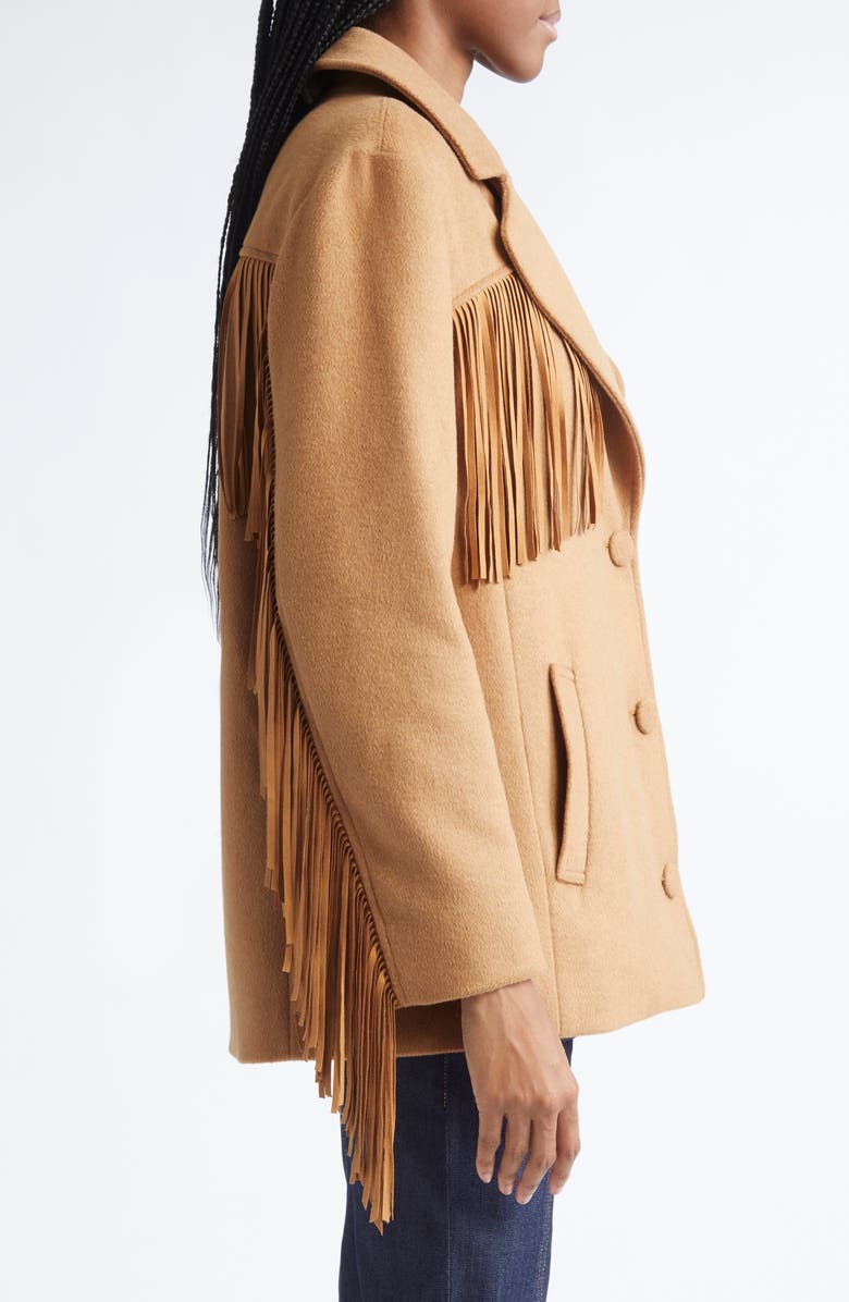 Cinq à Sept Keeley Fringe Trim Coat, Alternate, color, Dark Camel