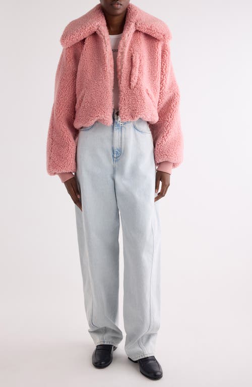 Givenchy Crop Faux Shearling Bomber Jacket In Pink