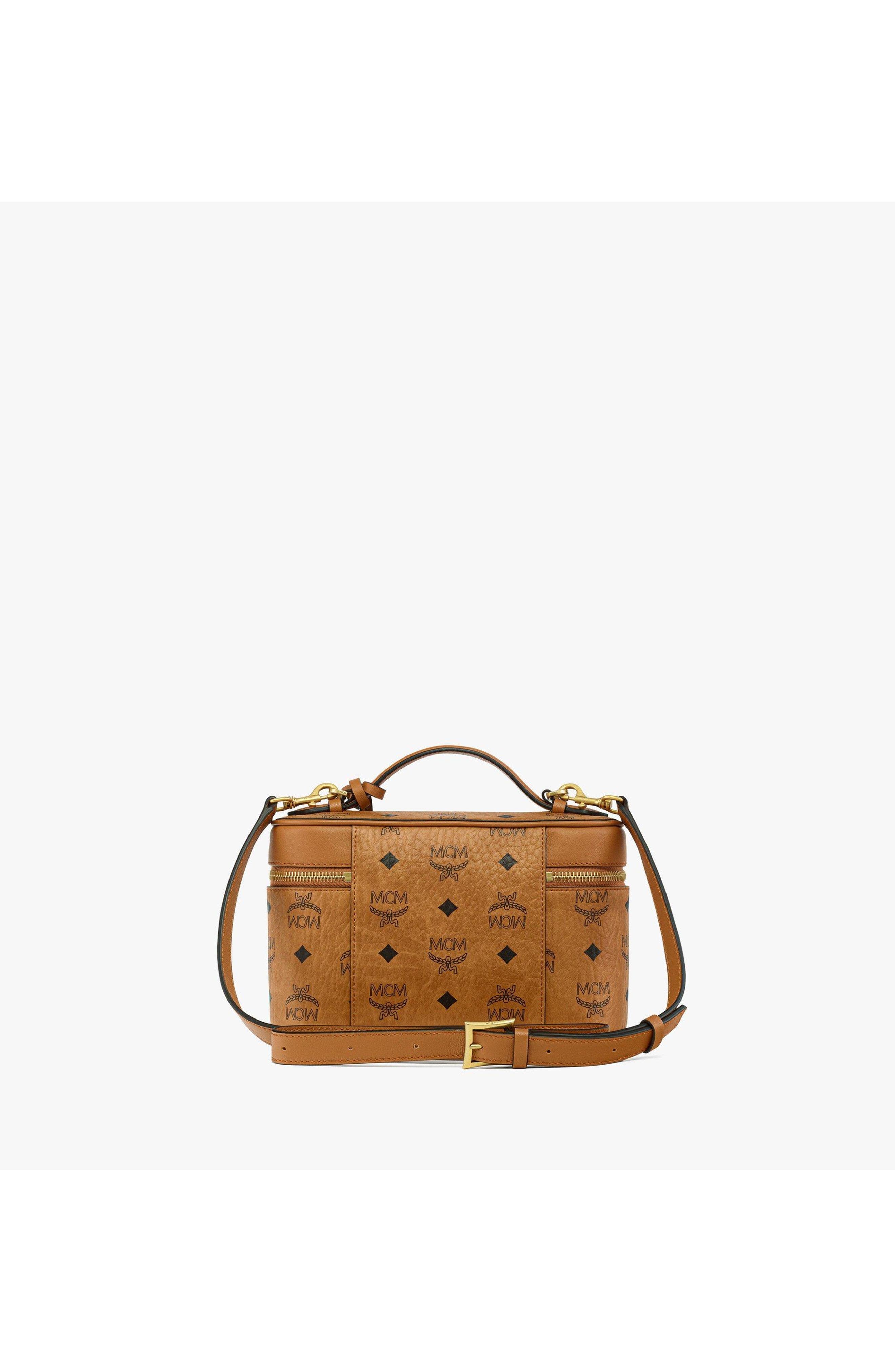 Aren Vanity Case in Visetos Leather Mix, Alternate, color, Cognac