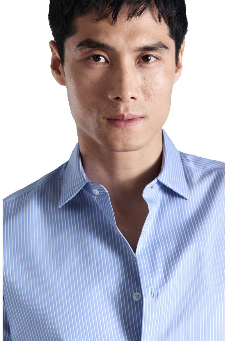 Slim Fit Non-Iron Stripe Button-Up Shirt, Alternate, color, SKY BLUE