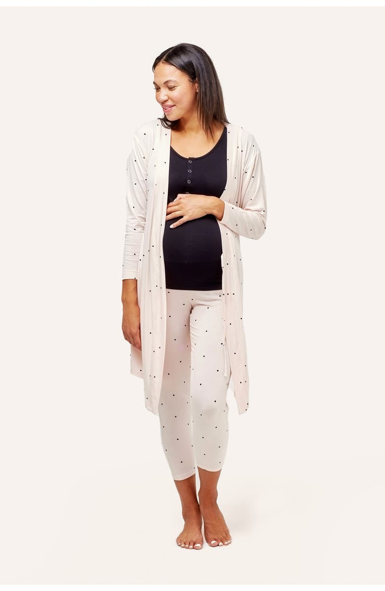 Nom Maternity Second Skin Maternity & Nursing Wrap Robe, Main, color, Polka Dot