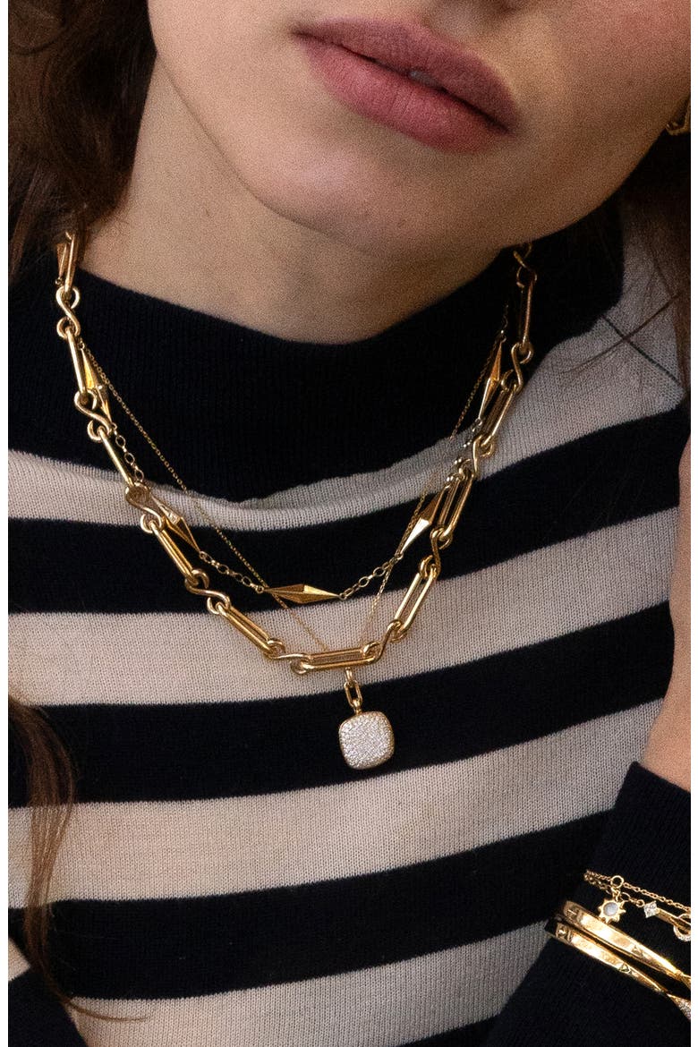 Rae Slim Diamond Square Locket Necklace, Alternate, color, GOLD