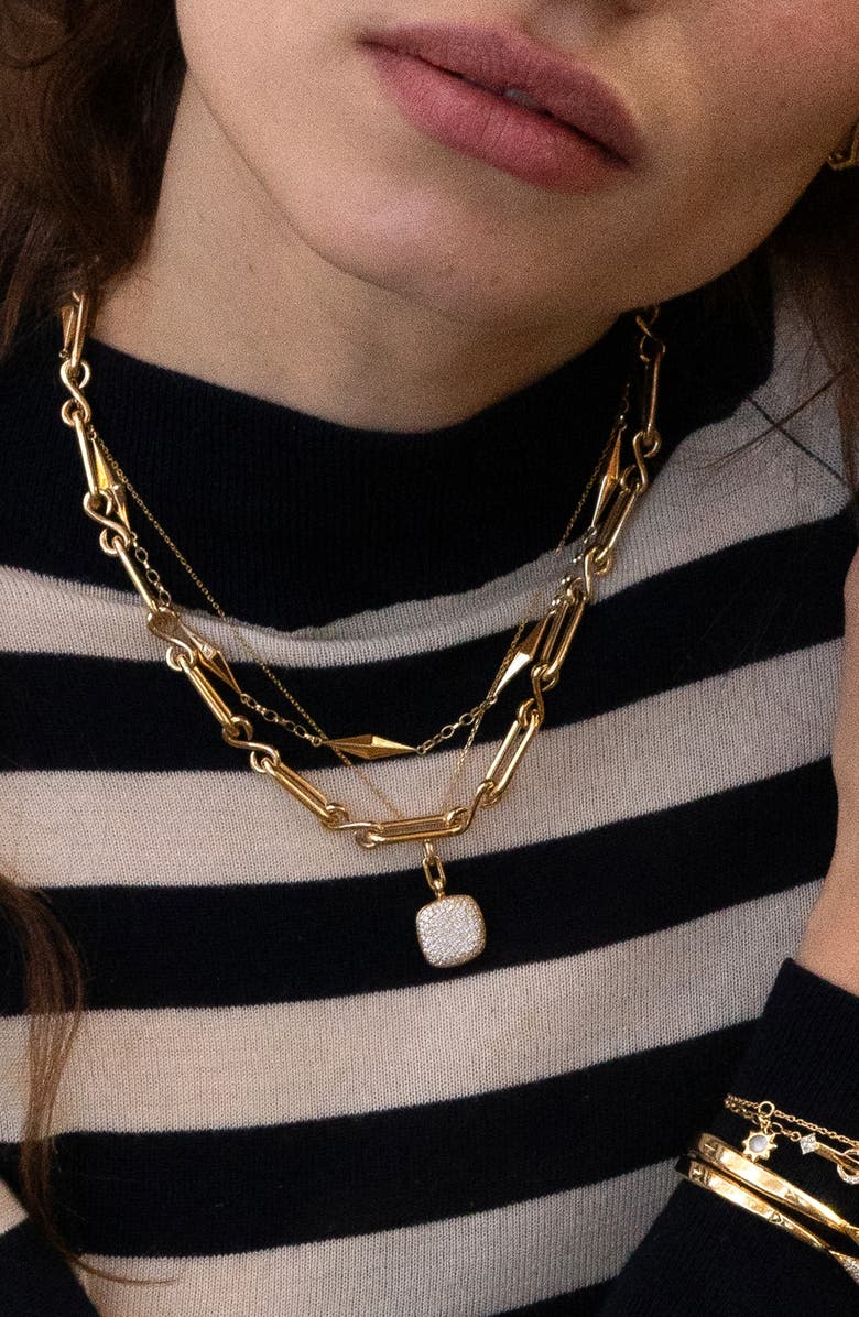 Monica Rich Kosann Rae Slim Diamond Square Locket Necklace, Alternate, color, Gold