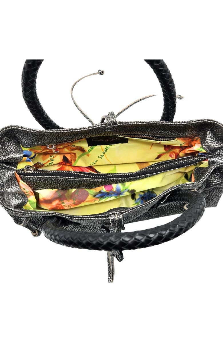 Carlos Falchi Mini Satchel Leather Bag, Alternate, color, Roman Chrome