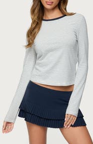 EDIKTED Brianna Stripe Stretch Cotton T-Shirt