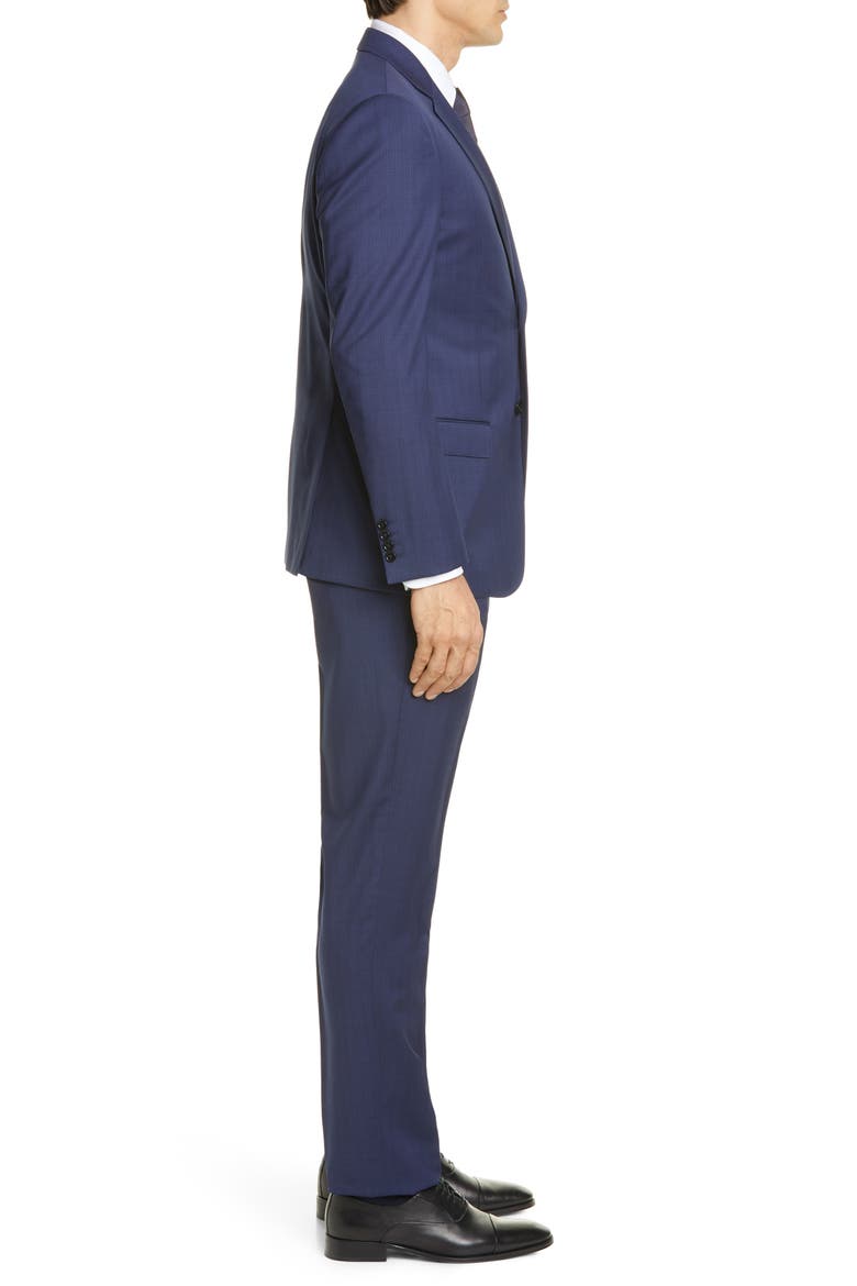 G Line Trim Fit Solid Wool Suit, Alternate, color, BLUE
