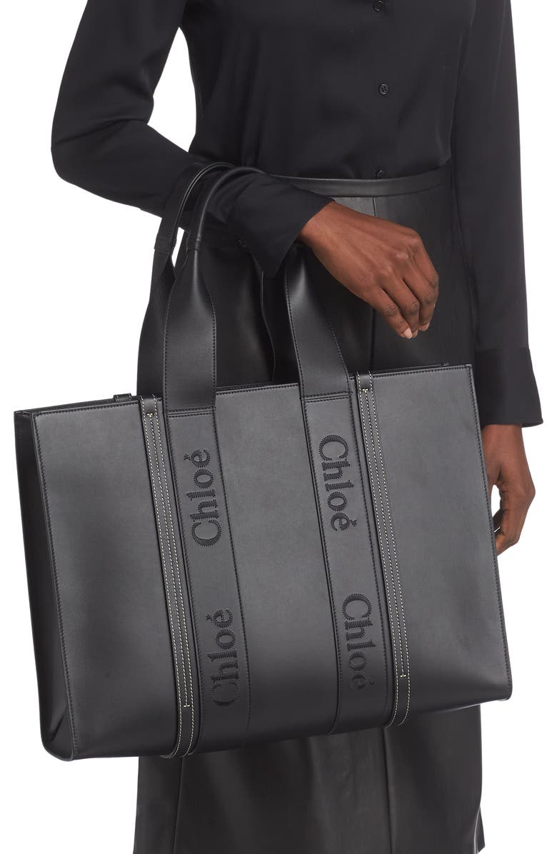 Chloé Large Woody Leather Tote, Alternate, color,