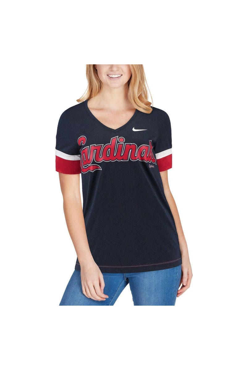 Nike Women's Nike Navy St. Louis Cardinals Mesh V-Neck T-Shirt, Alternate, color,