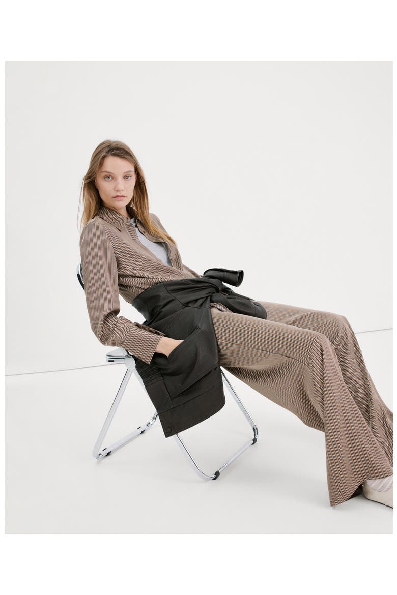 Stripe Satin Pants, Alternate, color, MEDIUM BROWN