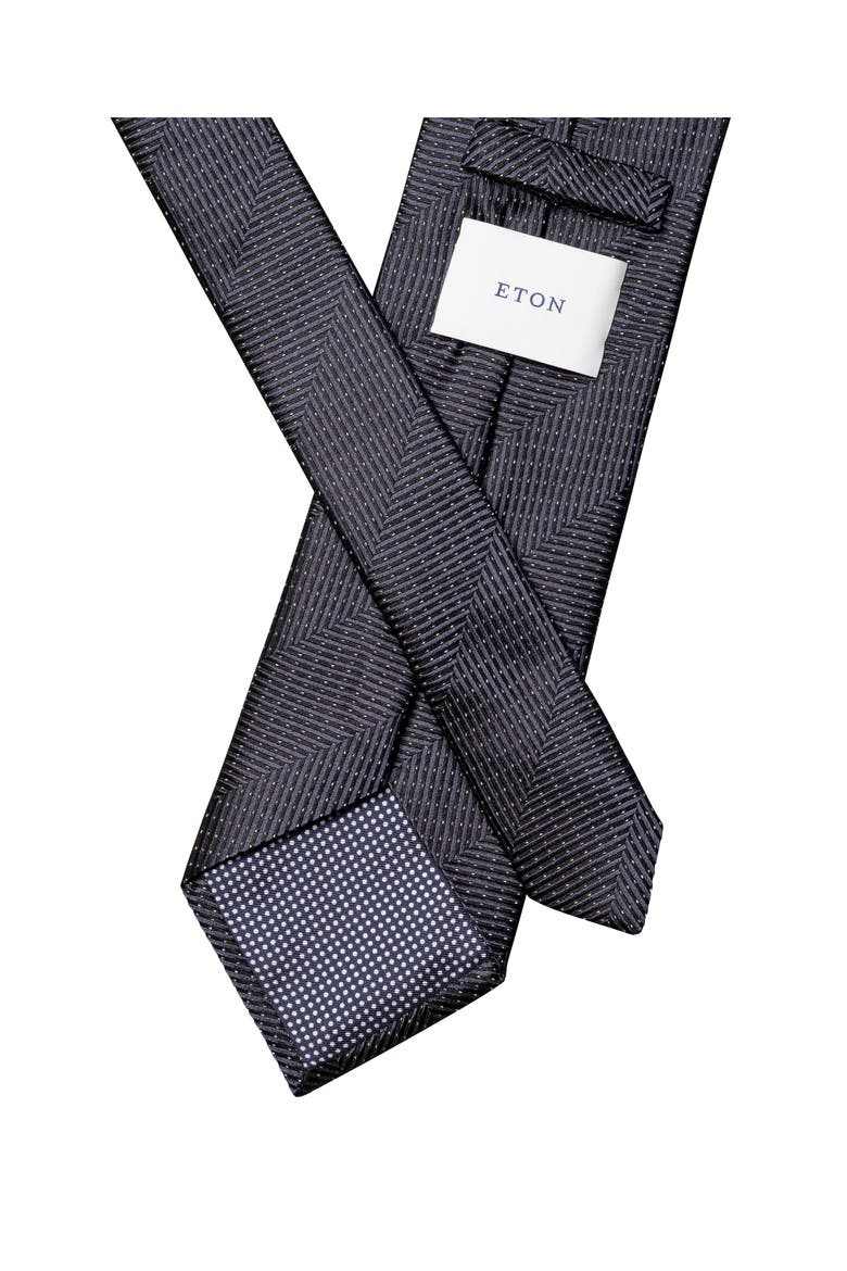 Herringbone Woven Silk Tie, Alternate, color, NAVY