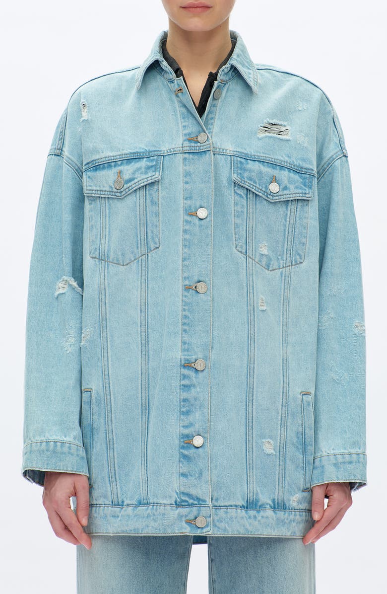 Bayeas Loose Denim Jacket, Main, color, Light Blue