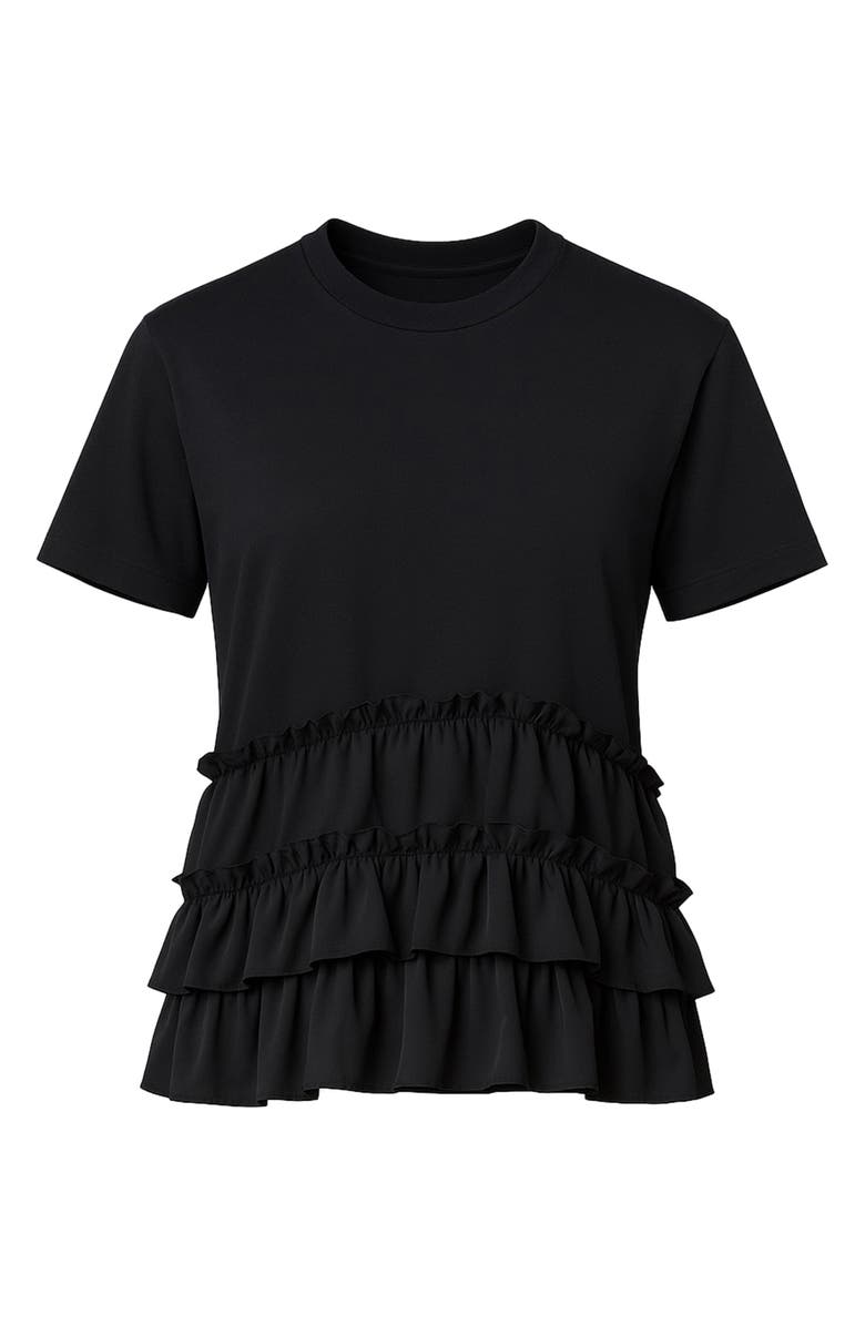 AllSaints Feyre Ruffle Tiered Cotton T-Shirt, Alternate, color, Black