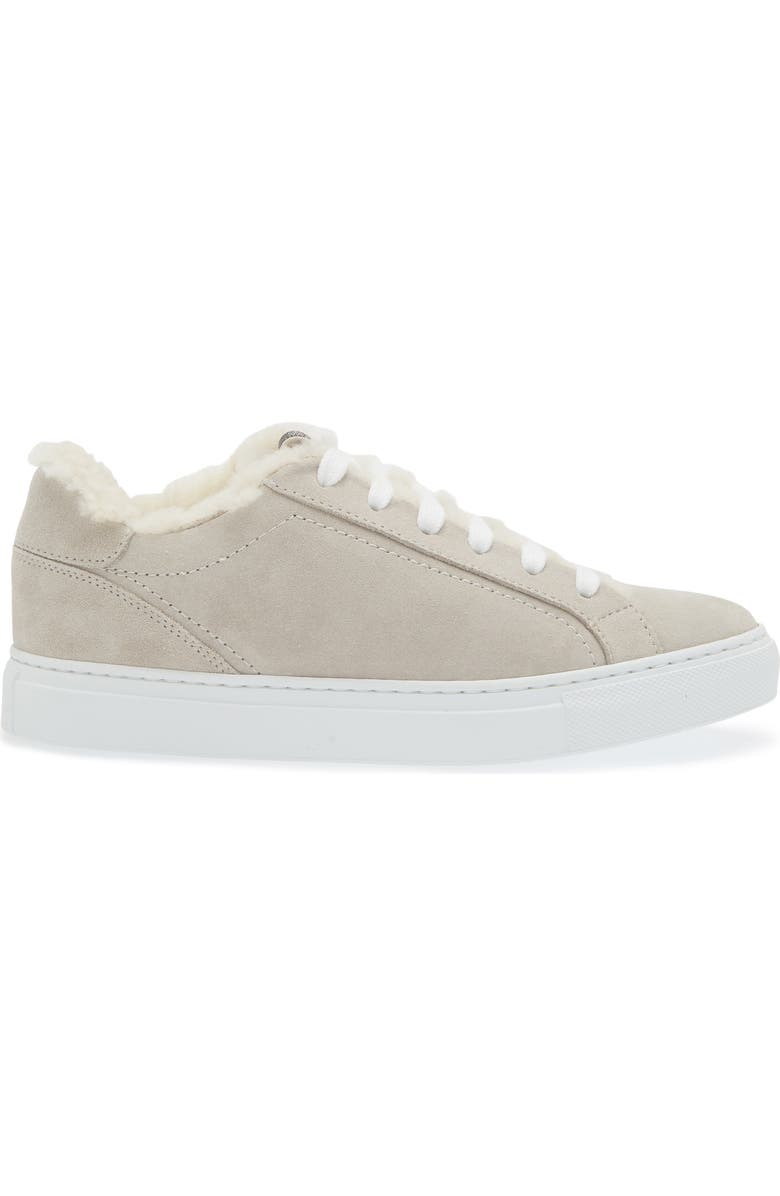 Brunello Cucinelli Monili Detail Genuine Shearling Lined Suede Sneaker, Alternate, color,