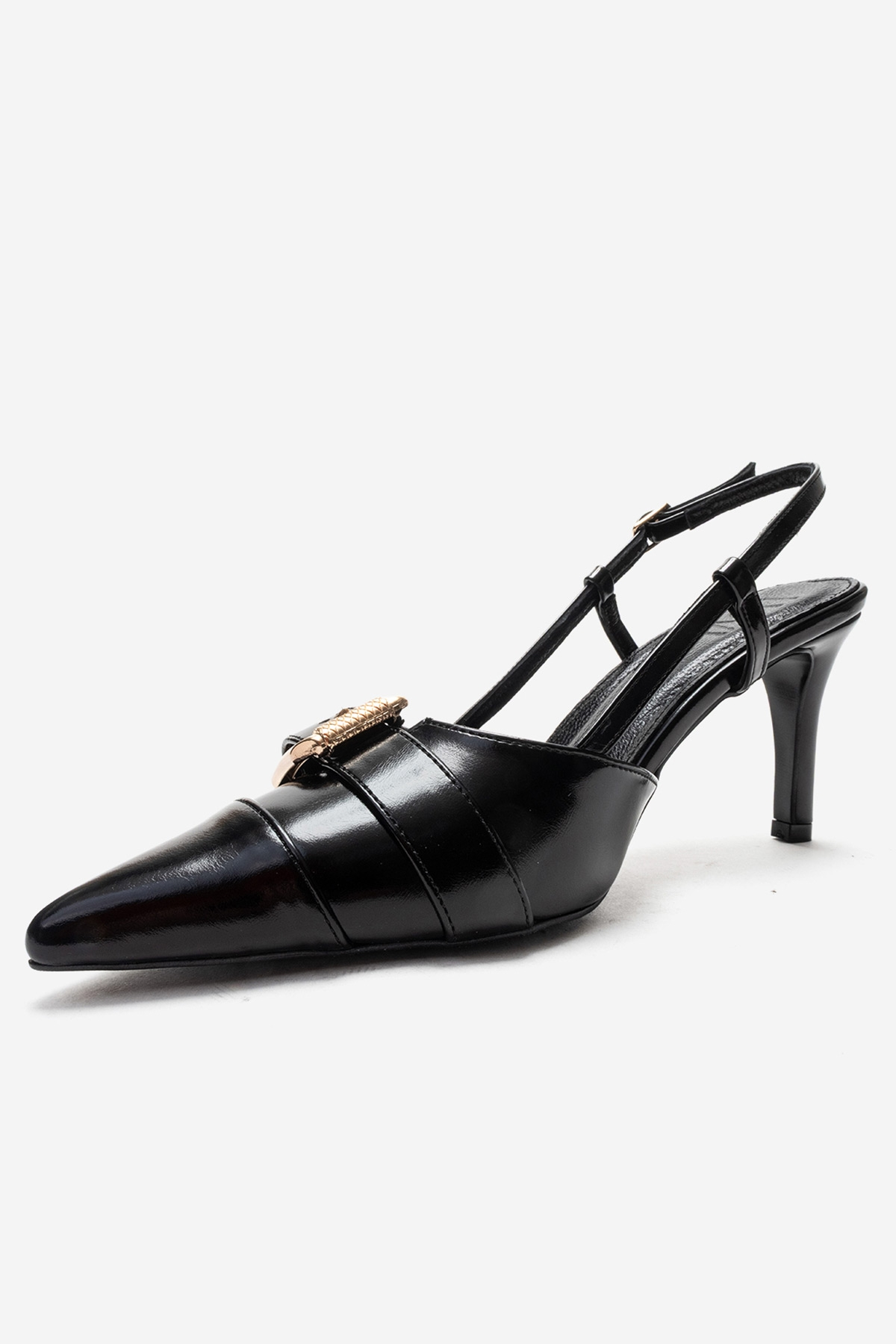 Prologue Shoes Noen Buckle Pointed Toe Stiletto Pump, Alternate, color, Black