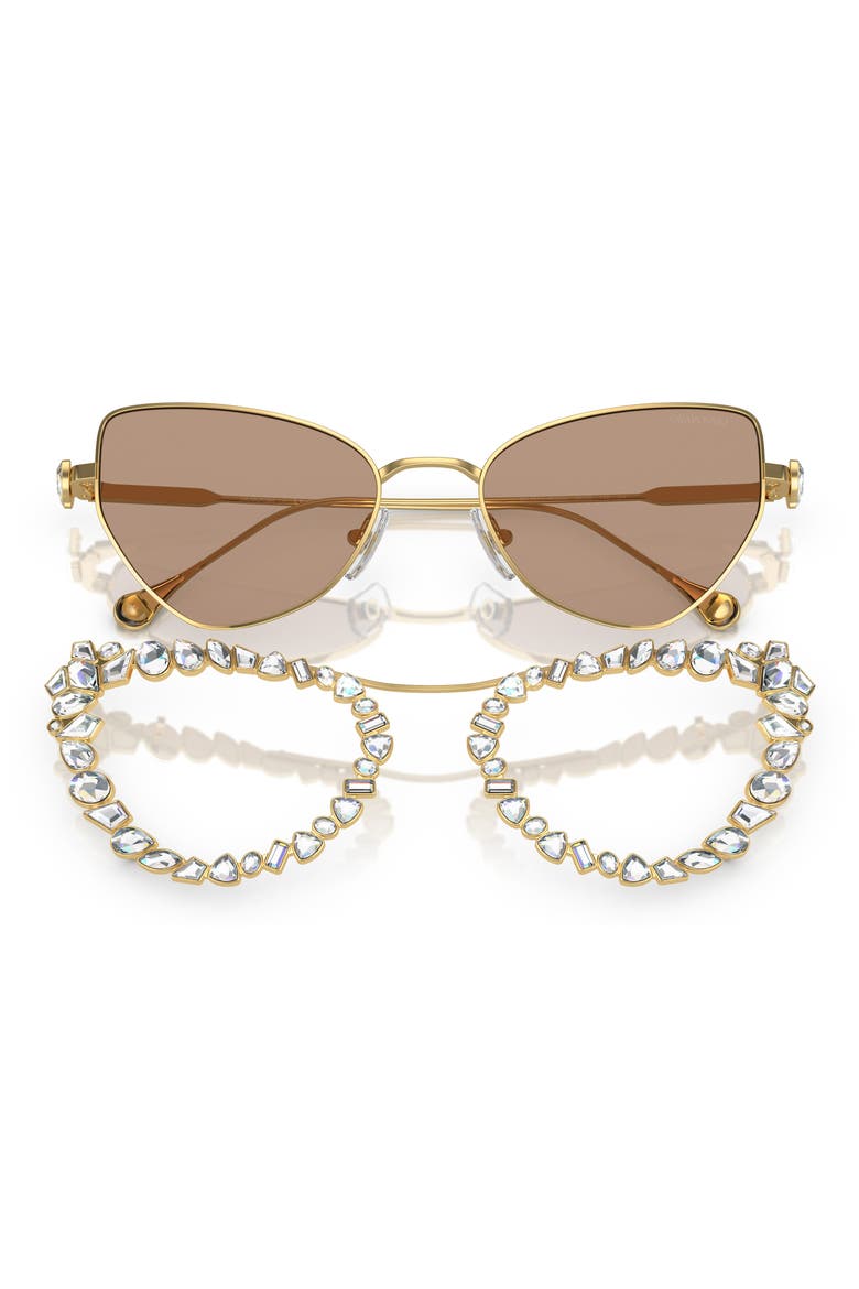 56mm Butterfly Sunglasses, Alternate, color, GOLD/ CLEAR/ LIGHT BROWN