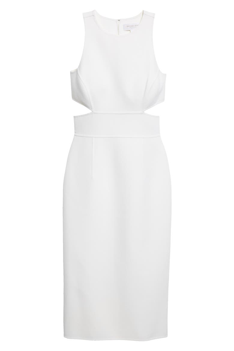Cutout Wool Blend Sheath Dress, Alternate, color, 101 WHITE