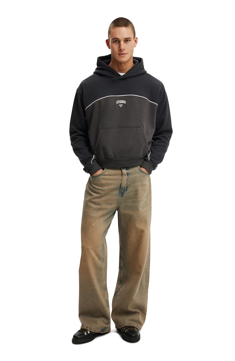 Cotton On Men's Cropped Fit Graphic Hoodie, Alternate, color, Washed Black  Studio