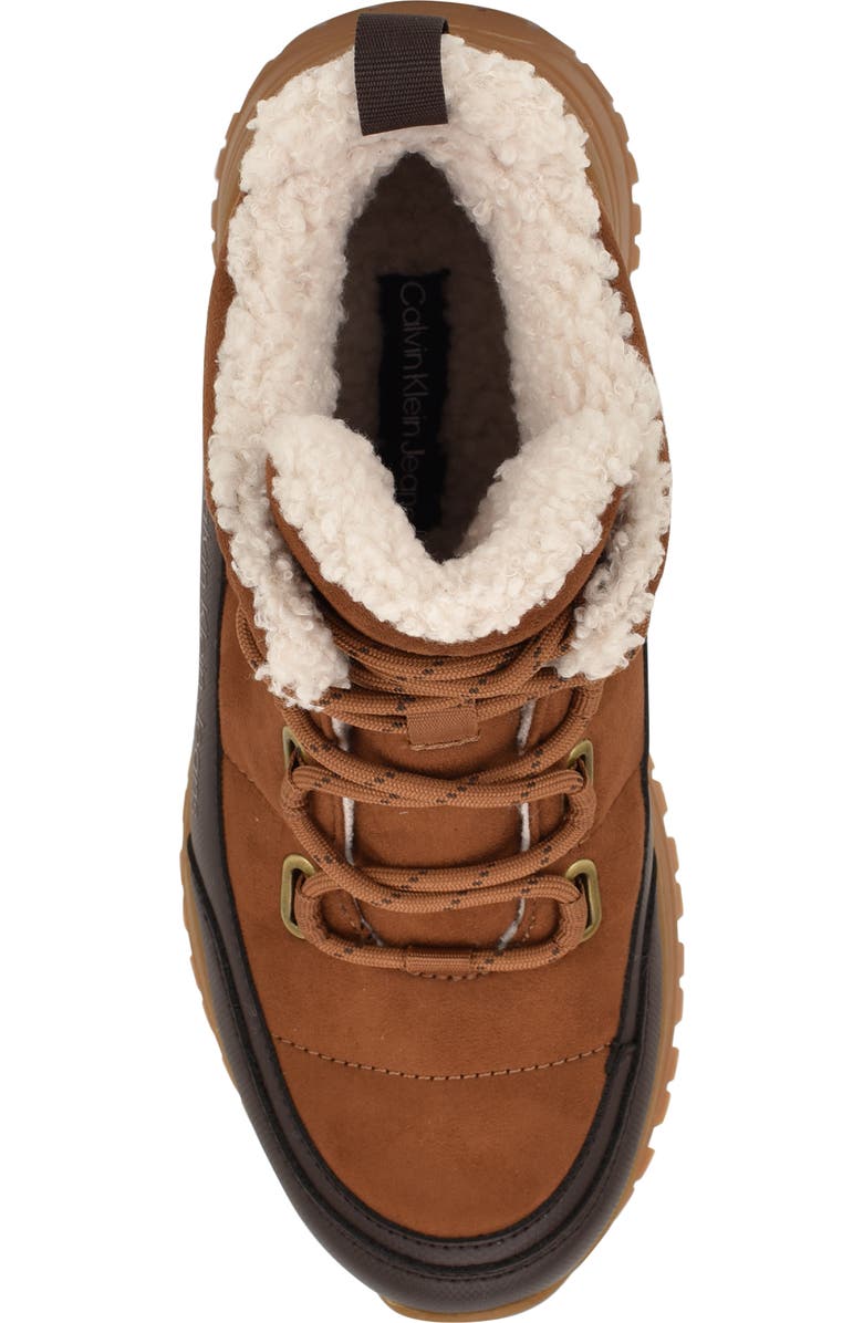 Calvin Klein Noanne Quilted Winter Boot, Alternate, color, Medium Brown