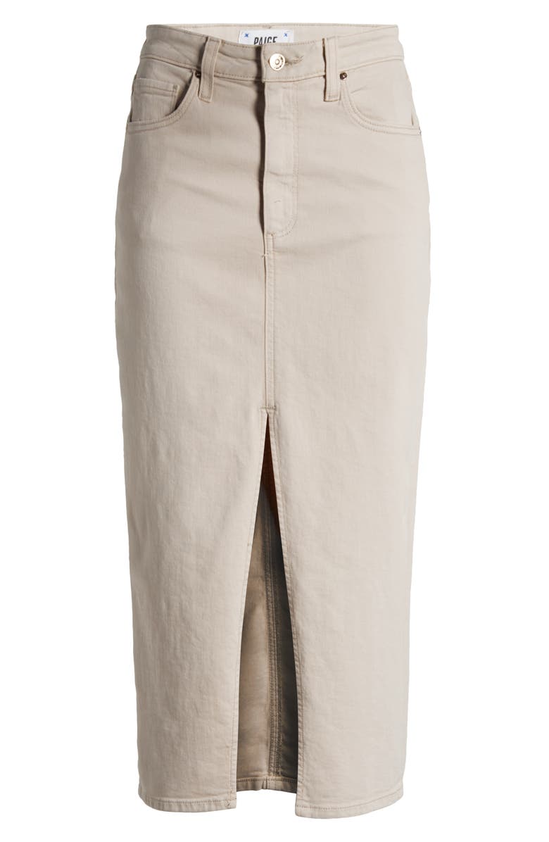 PAIGE Angela Denim Midi Skirt, Alternate, color, Softbeige