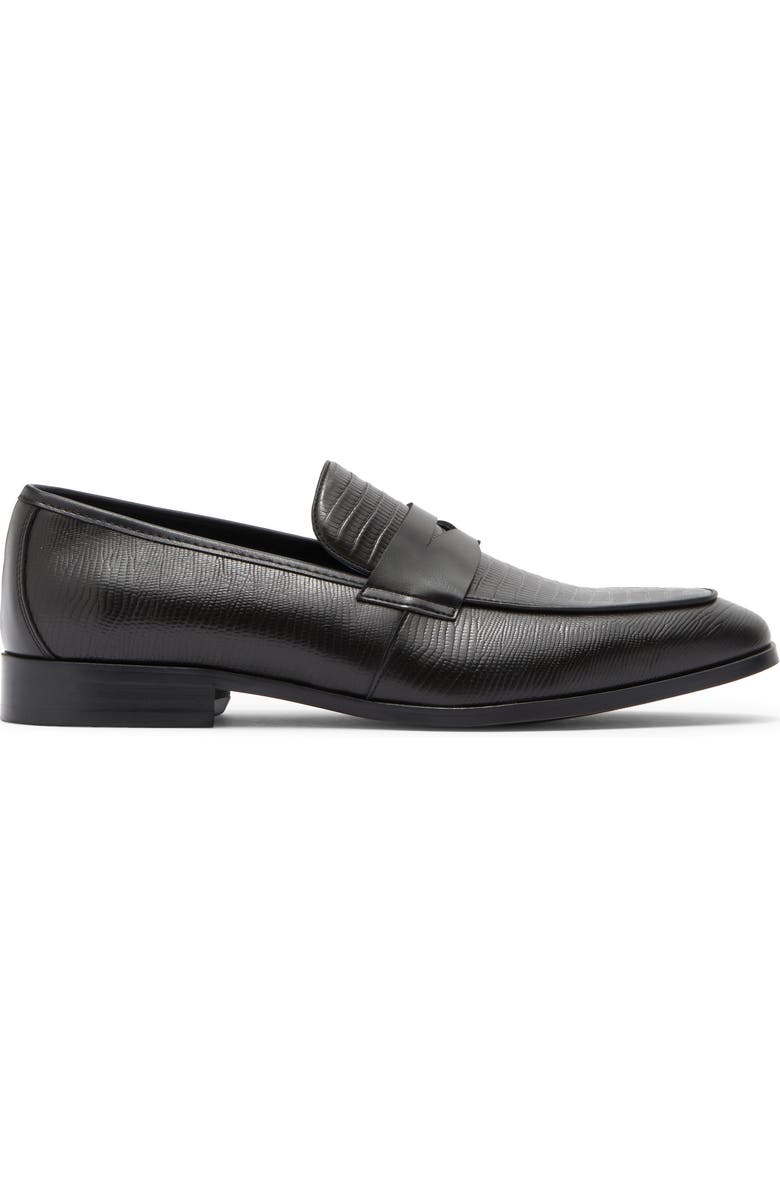 Steve Madden Embossed Penny Loafer, Alternate, color, Black