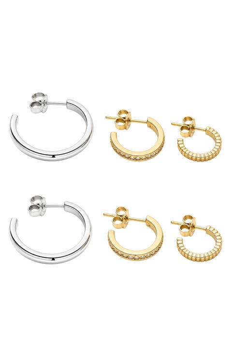 Set of 3 Huggie Hoop Earrings