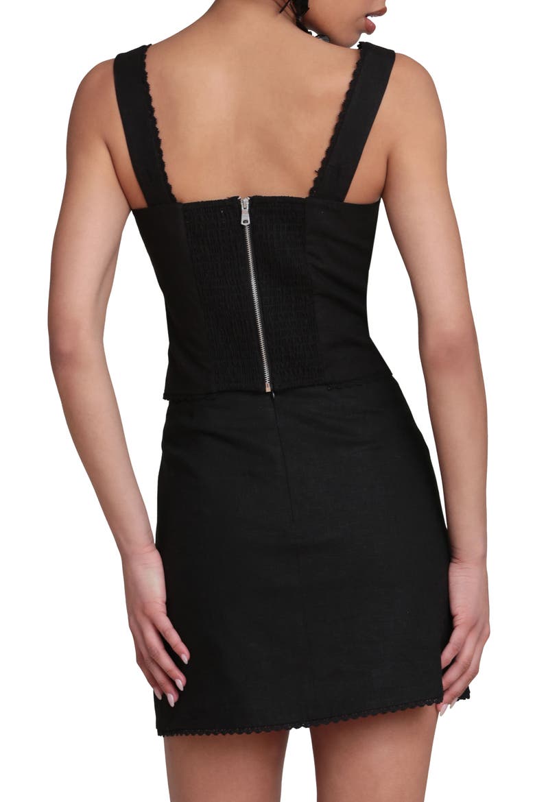 Embroidered Corset Tank, Alternate, color, BLACK